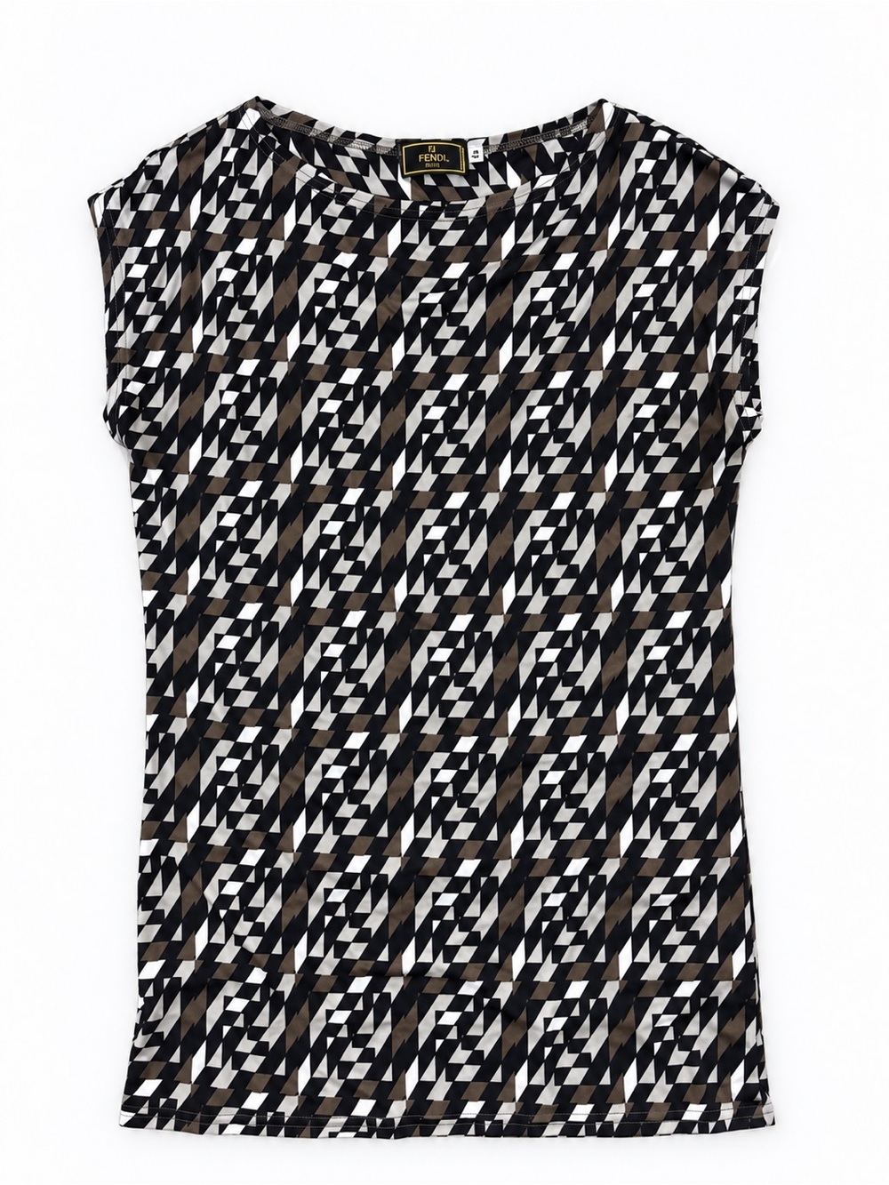 Vintage Fendi Mare Geometric Print Sleeveless Top Made in Italy IT 44